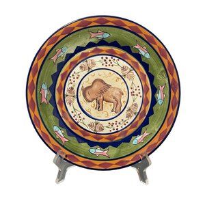 Zrike Field & Stream Salad Plate Buffalo 9.75" Danna Cullen Design Hand Painted